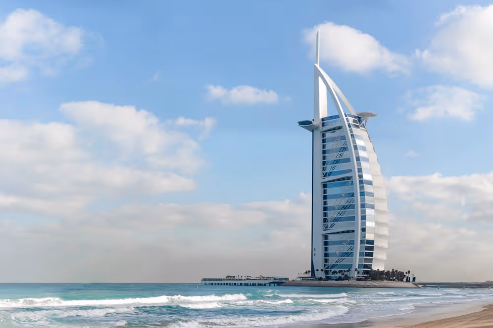 Burj Al Arab hotel on the Dubai coastline